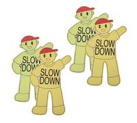 Garneck Slow down Safety Signs for Parks and Playgrounds - Miniature Road Warning Markers with Figure - 2 Sets of Realistic Slow Playing Caution Signs for Street and Yard
