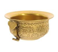 Garneck Small Brass Cornucopia Decoration Bowl with Carved Patterns Golden Buddhist Temple Offering Ornament for Home Office Shop Desktop Adornment Symbolizing Wealth and Prosperity
