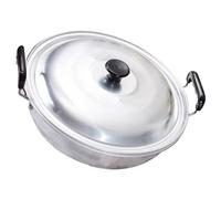 Garneck Small Thickened Aluminum Ramen Noodle Pot with Lid, 22cm Double-Handle Cooking Pot for Congee, Seafood, and Instant Noodles, Mini Gas Stove Compatible Kitchen Cookware