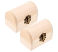 Garneck Small Wooden Treasure Chest Box Storage Organizer Mediterranean Style Solid Wood Packing Box Lock for Packaging 2pcs Set Random Style