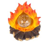 Garneck Solar Powered LED Campfire Lamp with Realistic Flame Effect Resin Logs for Outdoor Holiday Decoration and Campfire Decor, for Christmas and Halloween Festival Lighting