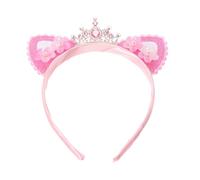 Garneck Sparkly Rhinestone Cat Ear Headband with Strong Construction and Stable Secure Fit, Elegant Pink Cat Ear Tiara for Photo Shoots and Halloween Costume Accessories