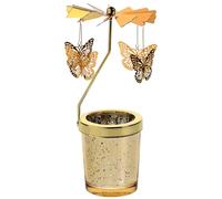 Garneck Spinning Candle Holder Butterfly Design Rotating Tealight Candle Stand Table Centerpiece Tabletop Decoration for Home Party Wedding (Golden)