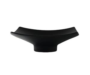 Garneck Square Ceramic Food Serving Plate with Non-Slip Bottom and Heat Resistant Sturdy Design, Reusable Dinnerware for Canteens and Coffee Shops, Black High Footed Platter for Noodles