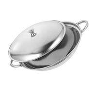 Garneck Stainless Steel Cooking Pot with Double Handles High Temperature Resistant Wok for Family Cooking and Seafood Hot Pot Kitchen Supply for Group Dining