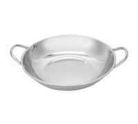 Garneck Stainless Steel Flat Bottom Dry Pot Double Handle Noodle Cooking Pot for Household Use Compact for Home Restaurant