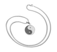 Garneck Stainless Steel Mens Pendant Necklace with Bagua Feng Shui Amulet Taoism Tai Chi Spiritual Charm Chain for Everyday Wear and Simple Elegant Design
