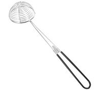 Garneck Stainless Steel Spider Strainer Spoon Small Size Black Handle Kitchen Colander for Frying and Filtering Meatballs Oil Skimming Cooking Strainer Ladle