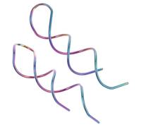 Garneck Stainless Steel Spiral Dangle Earrings Iridescent Long Colorful Swirl Wire Drop for Beach Party Women Handmade Decorative Jewelry