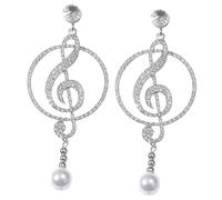 Garneck Sterling Silver Musical Note Drop Earrings for Women Lightweight Long Dangle Jewelry with Sparkling Design Hypoallergenic Music Symbol Accessories
