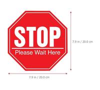 Garneck Stop Please Wait Here Sign Floor Sticker with Distance Reminding Feature 10pcs Red Pvc Easy to Stick and Remove, No Mark Left, for Supermarket and Barber's Shop Safety