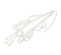 Garneck Stylish Faux Pearl Necklace Clavicle Chain with Radiant Shine Lightweight and Skin-friendly Jewelry for Weddings Tea Parties and National Style Fusion Accessory