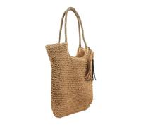 Garneck Summer Woven Tote Bag for Women Large Capacity Shoulder Bag Lightweight Beach Handbag Casual Fashionable Khaki Rattan for Travel Daily Use