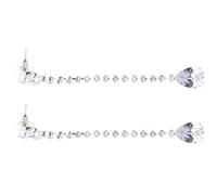 Garneck Teardrop Zircon Long Chain Earrings for Women Elegant Dangle Ear Lines Hypoallergenic Silver Tone Stylish Ear Decor for Birthday Christmas Valentine Day Graduation