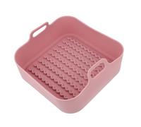 Garneck Thickened Food Grade Silicone Grill Plate for Air Fryer Multifunctional Cooling Steaming Basket Kitchen Cooking Accessory Dishwasher Safe Pink Large Square