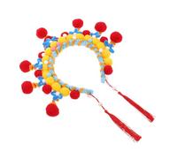 Garneck Traditional Chinese Headband with Pompoms DIY Twisted Hairband for Lunar Year Peking Performances Elegant Stage Hair Accessories for Unique Style