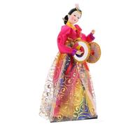 Garneck Traditional Korean Hanbok Doll Figurine Handmade Craft Collectible Asian Style Miniature Ornament for Desk Nightstand Sofa Decoration
