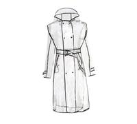 Garneck Transparent Hooded Mid-long Raincoat for Women with Belt Lightweight EVA Rainwear in Black Trim Stylish Slicker Suitable for Height Fashionable Windproof Outerwear