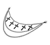 Garneck Trendy Punk Hip Hop Hollow Cross Pant Chain for Men Women Metal Multi-layer Fashionable Trouser Accessory