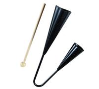 Garneck Two Tone Agogo Bell with Wooden Stick Traditional Samba Percussion Instrument for Educational Musical Handheld Bell for Early Learning Black