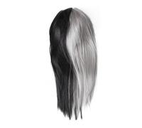 Garneck Two-tone Straight Wig Half Black Half Grey High Temperature Synthetic Hair Wig for Cosplay and Halloween Parties with Comfortable Fit and Natural Look