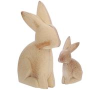 Garneck Unfinished Wooden Bunny Figurines 1 Pair: DIY Paintable Rabbit Decor for Easter Spring Home Office Tabletop Craft Ornament Present