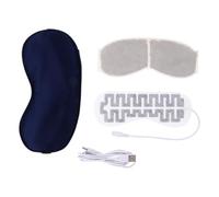 Garneck USB Heated Eye Mask with Lavender Steam Pad Dark Blue Eye Mask for Sleeping USB Powered Adjustable Temperature for Relaxation and Travel