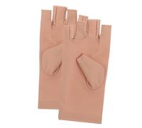 Garneck UV Protection Ice Silk Sunscreen Gloves Half Finger Quick Drying Breathable Driving Gloves for Women Outdoor Sports Fishing Jogging Beige