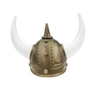 Garneck Viking Horn Hat Gold Ox Horn Helmet Lightweight Durable Viking Costume Accessory for Adult Masquerade Dress Up and Role Play Parties