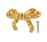 Garneck Vintage Brass Bowknot Drawer Knobs, Golden Cabinet Pull Handles, Decorative Cupboard Knob for Dresser, Wardrobe, Shoe Cabinet, 1. 96 X 1. 37 X 0. 98 Inch
