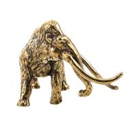 Garneck Vintage Brass Elephant Figurine Small Desktop Sculpture Long Animal Ornament for Office Tea Home Decor Collectible Miniature Brass Figurines Statue