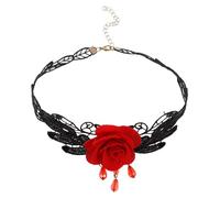 Garneck Vintage Floral Rose Lace Choker Necklace for Women Multi Tassel Gothic Lolita Style Elegant Wedding Party Bride Jewelry Accessory