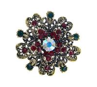 Garneck Vintage Flower Corsage Brooch Elegant Rhinestone Clothing Pin for Women Retro Alloy Floral Accessory for Dresses Sweaters Bags More