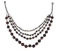 Garneck Vintage Handmade Coconut Shell Bead Necklace for Women Retro Woven Long Jewelry Classic Brown Bib Accessory for Beach and Casual Wear