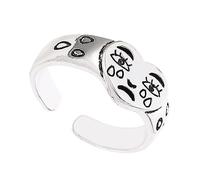 Garneck Vintage Heart Crying Face Ring Adjustable Open Finger Jewelry for Women Durable Rust Alloy Comfortable Female Friends and Wife