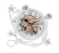 Garneck Vintage Table Clock Rustic Shabby Chic Iron Craft Desk Clock Home Décor for Fireplace Mantel Shelf Desktop Countertop