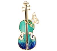 Garneck Vintage Violin Brooch Pin for Women Metal Alloy Lapel Decoration with Butterfly Accent Classic Clothes Pin for Hats Scarves Jackets Unique Music Lovers