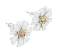 Garneck Vintage White Daisy Earrings for Women Lightweight Sterling Silver Flower Jewelry Hypoallergenic Fashion Accessory for Daily Wear Parties and Special Occasions