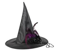 Garneck Vintage Wizard Hat for Halloween Cosplay Sturdy Witch Costume Accessory for Masquerade and Party Decoration Fits Head Dark Witch Style