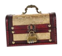 Garneck Vintage Wooden Treasure Box with Retro Three- Lock Compact Keepsake Chest for Jewelry Storage and Trinket Organization Decorative Home Storage Case with Lid for and Desktop Use