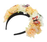 Garneck Vintage Yellow Butterfly Artificial Flower Headband Made of Polyester, Easy to Pair and Versatile Use for Carnivals and Themed Party Costumes