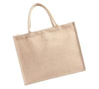 Garneck Waterproof Jute Handheld Bag 31x25x10cm with Laminated Burlap Fabric, Reusable Grocery Tote Pouch for Vegetable Shopping and Travel Storage