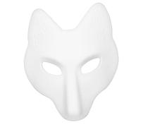 Garneck White Blank Fox Mask Hand Painted Japanese Style DIY Craft for Cosplay Halloween Masquerade Costume Comfortable Elastic Band for Various Shapes for Parties and Events
