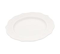 Garneck White Ceramic Dinner Plate with Embossed Vintage French Style Porcelain Round Salad and Dessert Serving Dish for Home Restaurant Kitchen and Use