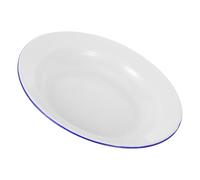 Garneck White Enamel Serving Plate Enamelware Dish for Fruit Snacks and Dinner Wide Shallow Decorative Food Platter for Home and Restaurant Use