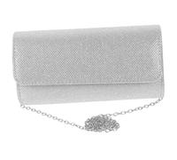 Garneck Women Evening Bag for Party Elegant Clutch Purse with Chain Strap Portable Handbag for Lady Wedding Banquet Makeup Storage Polyester Material Silver