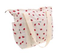 Garneck Womens Strawberry Shoulder Bag Corduroy Tote with Side Pocket for Beach Work and Leisure White Stylish Crossbody Purse with Eye Catching Print High End Material Spring Summer