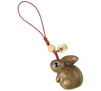 Garneck Wood Rabbit Phone Charm Keychain Pendant with Strap