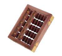 Garneck Wooden Abacus Math Learning Tool with Smooth Beechwood Beads Five Column Counting Frame for Preschool and Students Portable Vintage Mental Arithmetic Aid