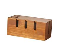 Garneck Wooden Cable Management Box Cord Organizer with Cover Solid Wood Desk Wire Storage for Home Office Easy Installation Stylish and Simple Design